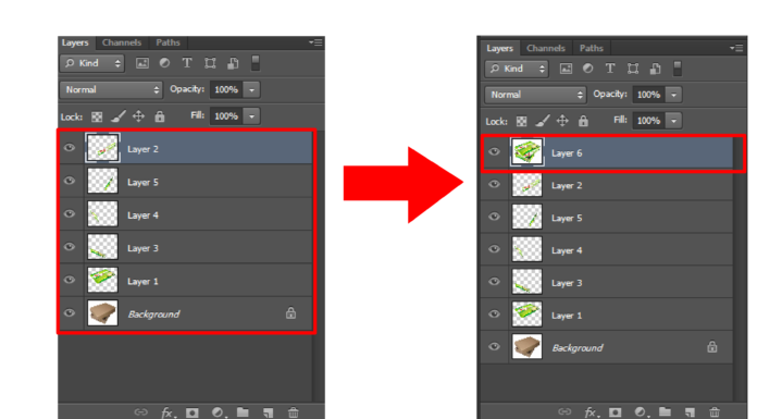 Phím tắt gộp layer trong Photoshop