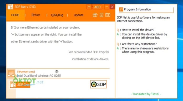 Phần mềm tự động cập nhật driver card mạng 3DP Net