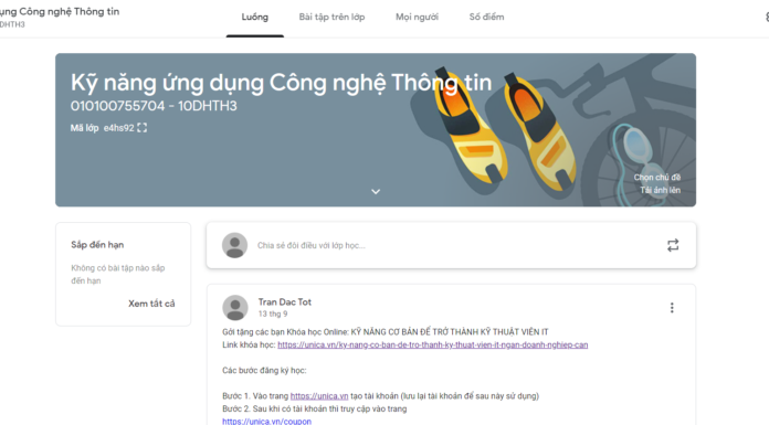 Hướng dẫn sử dụng Google Classroom cho sinh viên